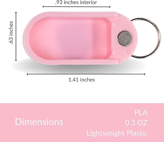 Standard Magnetic Keychain Pill Holder – Larger Capacity, Durable & Lightweight with Sleek Minimalist Design – Secure, Portable Travel Pill Organizer for Everyday Use (Blush)