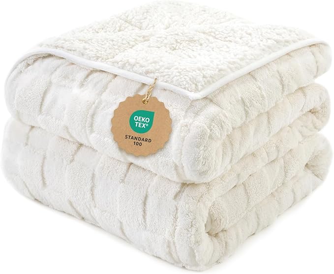 Kivik Dual Sided Weighted Blankets for Adults, Buttery Soft Stylish Checkered Heavy Blankets for Couch Sofa Bed - Ultra-Fluffy Fabric Brings Cloud-Like Comfort (60"x80", Beige, 20 Pounds)