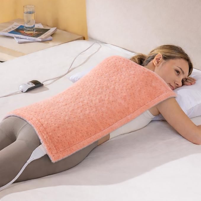 Boncare® Ultra Plush XXL Heating Pad for Neck and Shoulder and Back with Auto-Off, Stay-On Warmth Up to 18 Hours, 6 Heat Levels, 12.6 ft Cord for Bed Foot Warmer with Gift Box (Pink, 20"x24")