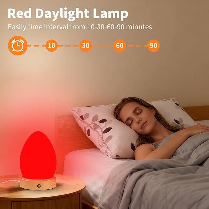 670nm Red Light Therapy Lamp for Sleep & Relaxation, 10000 Lux Sun Lamp with Remote Control, Dual Function Sleep Aid and Sunlight Lamp, 4-Color Night Light to Improve Sleeping for Adult & Kid
