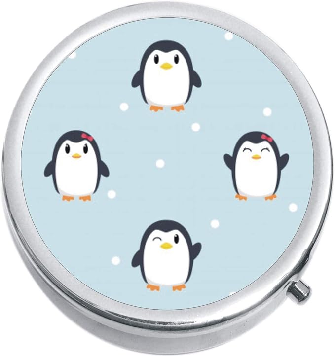 Penguin Pattern Medicine Vitamin Compact Pill Box