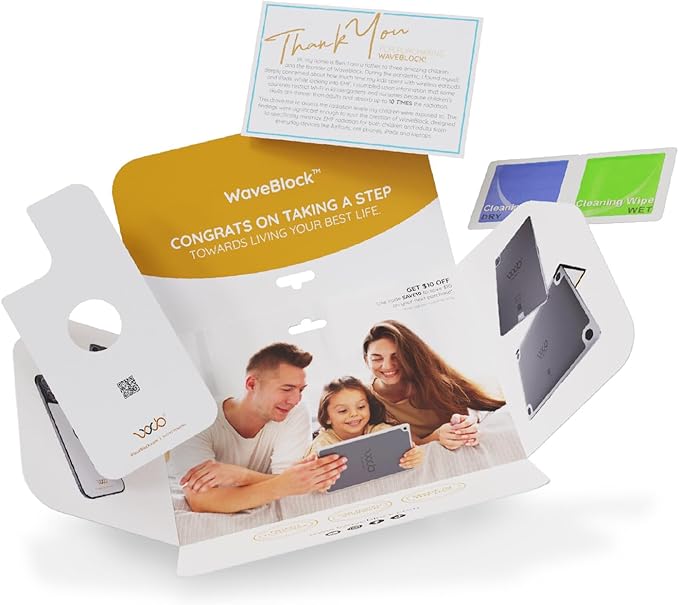 WAVEBLOCK EMF Blocker for Cell Phone - Made for iPhone 13/13 Pro - The Only Patented, Real Scientifically Backed, Lab-Tested 5G-Shield Sticker to Protect You & Your Loved Ones - USA Made White