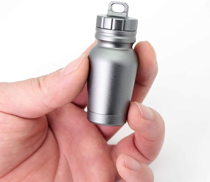 Waterproof Aluminum Pill Holder with Keychain Outdoor Medicine Bottle Seal First Aid Drug Holder
