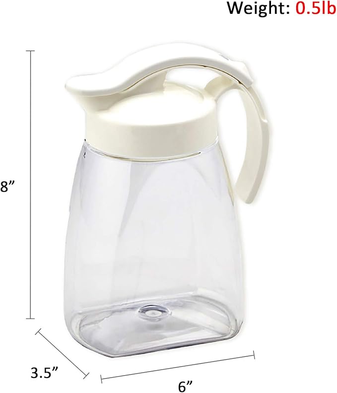 Compact Airtight Water Pitcher with Lid – 1.4QT (45oz) Leakproof Jug for Hot & Cold Drinks, Tea, Coffee, Water – Slim, Space-Saving, Dishwasher Safe, Made in Japan