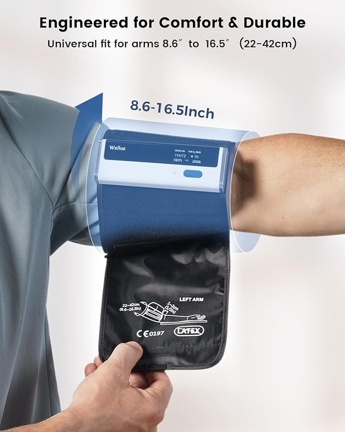 Wellue BP2A Smart Blood Pressure Monitor - Wireless Uppr Arm Cuff Bluetooth BP Machine with One Piece Design, Stores Historical Data and Connects Easily to The APP for iOS & Android