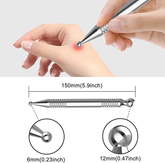 TMJ Relief Acupressure Tool – Stainless Steel Acupuncture Pen for Jaw Clenching, Facial Reflexology & Full Body Trigger Point Massage