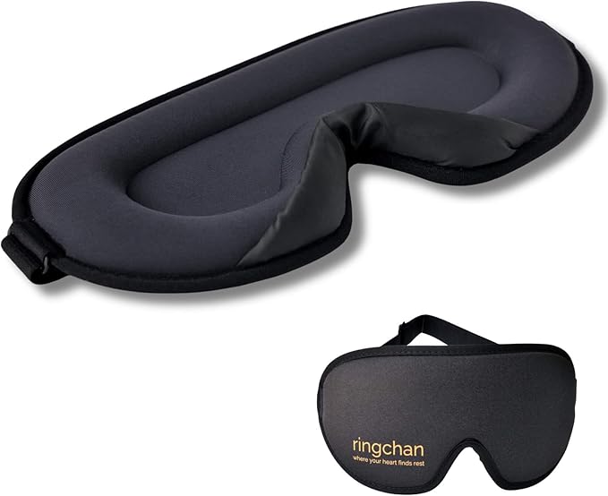 3D Sleep Mask for Back Sleepers - True Blackout Eye Masks for Sleep - Zero Eye Pressure Nose Seal Eye Cover for Meditation, Naps & Travel, Adjustable & Comfortable - Jet Black