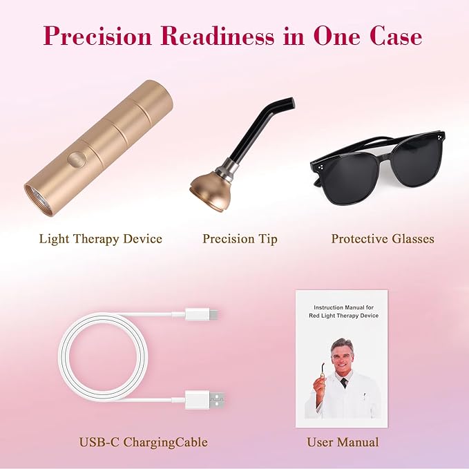 Handheld Red Light Therapy for Skin Appearance, for Muscle Relaxation, Joint Comfort, and Wellness for Knee, Portable 660nm 810nm 850nm 940nm Infrared Light with Dual Modes and Detachable Tip