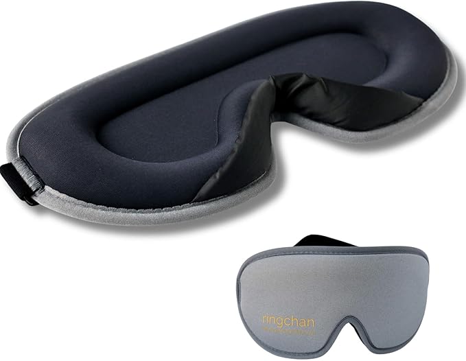 3D Contoured Eye Mask for Travel - 100% Blackout Sleep Mask for Men Women - Zero Eye Pressure Adjustable Eye Cover for Nap, Office & Meditation, Comfortable & Soft - Slate Gray