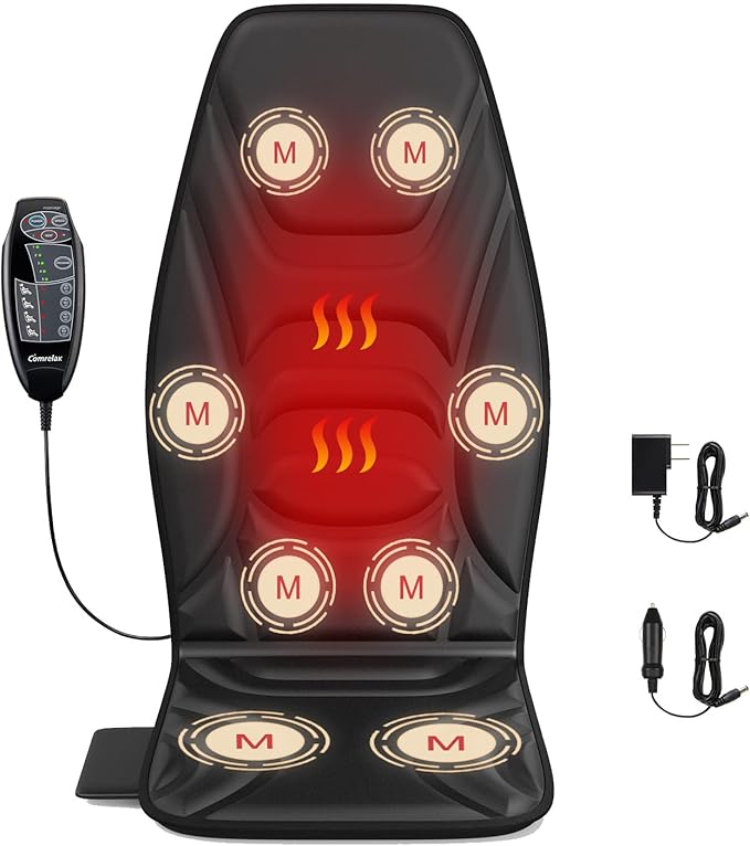 Back Massage Chair Pad with Heat, Back Massager for Back Pain Relief, Chair Massager with Vibration, Portable Massage Chair Pad for Office Use, Gifts for Dad & Mom
