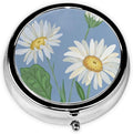 Metal Pill Organizer - 3-Compartment Mini Round Pill Case for Pocket & Purse, Portable Vitamin Holder, Easy-Open Design for Travel - Daisy