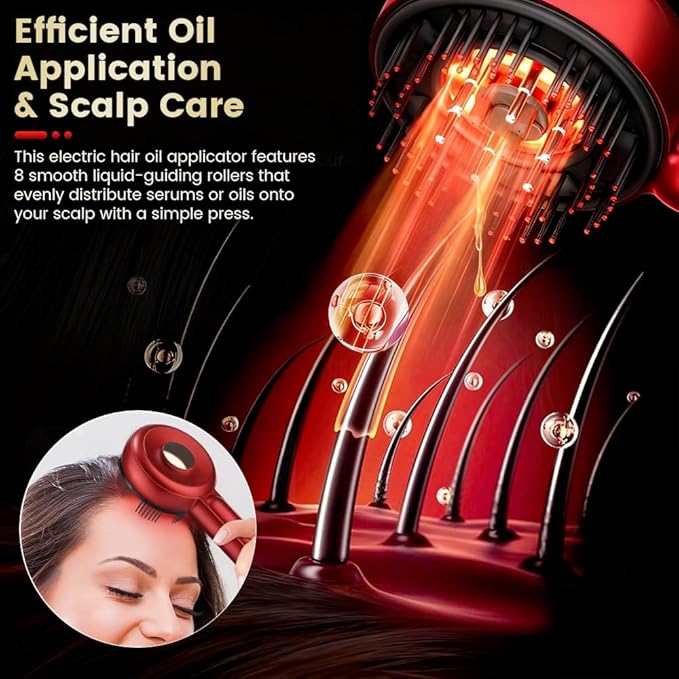 3-in-1 Scalp Massager for Hair Growth, Electric Hair Oil Applicator with EMS & Scalp Brush for Deep Cleansing, Rechargeable Head Massager for Scalp Care and Relaxation at Home