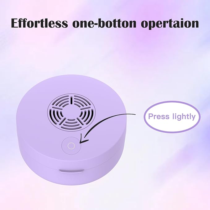 Voraiya UV Retainer Case with Fan, UVC Retainer Cleaner, Aligner Case Includes Vent Holes and Mirror, Portable Retainer Holder Box for Mouth Guard, Aligners, Night Guard, Purple