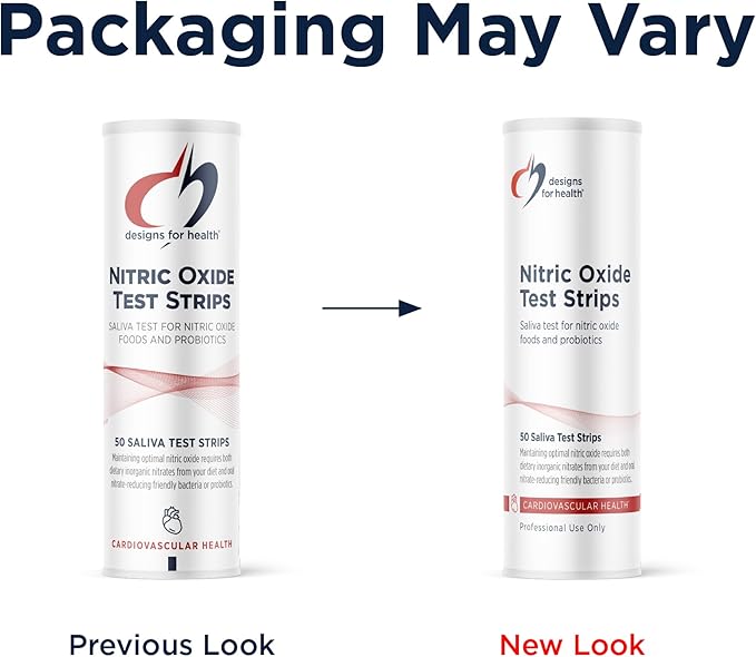 Designs for Health Nitric Oxide Test Strips Saliva Test - Results in Just 10 Seconds - Support Athletes, Healthy Aging, Cardiovascular Health (50 Saliva Test Strips)