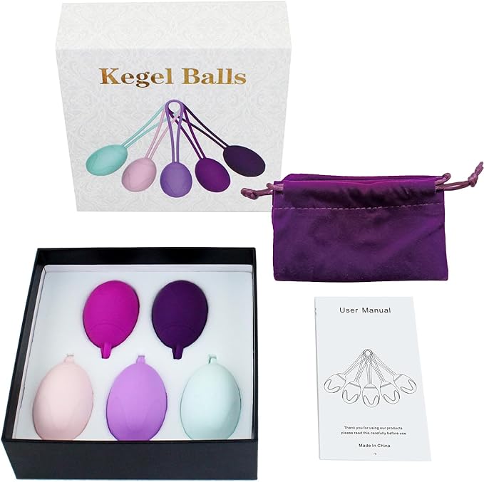 Kegel Weights for Women – 5 Premium Silicone Kegel Exercise Balls Set, Pelvic Floor Muscle Strengthener for Toning & Core Fitness