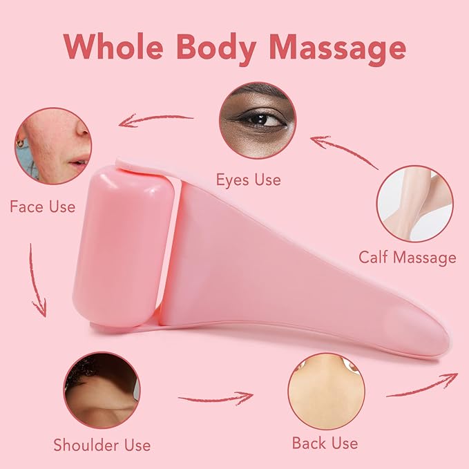 huefull Ice Roller for Face, Skin Care Set ，Spa Gifts for Women,Skin Care Wrinkle Remover for Face Massager Roller & Self Care Gifts for Woman (Pink)