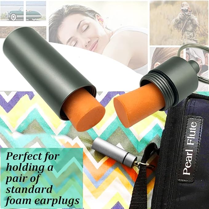 3 Packs Keychain Pill Holder, EFFIET Waterproof Pill Fob Case Box Outdoor Container for Emergency Medicine Drugs, Foam Earplug Storage Case with Ear Plugs (Silver-Matt-Black)