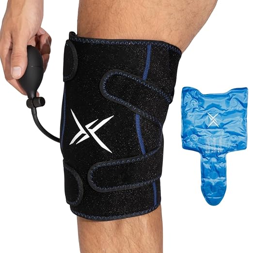 Ice Knee Wrap with Cold Compression - Adjustable Knee Ice Pack Brace with Hot & Cold Gel Therapy - Support for Pain Relief, Surgery Recovery, Arthritis & Sports Injuries