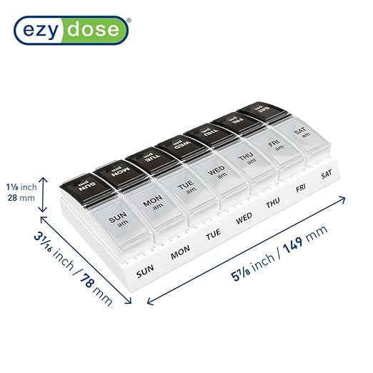 EZY DOSE Weekly (7-Day) AM/PM Pill Case, Medicine Planner, Vitamin Organizer, Small Pop-Out Compartments, 2 Times a Day, Black and Clear Lids (Pack of 2)