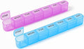 2 Pack Weekly Pill Organizer, Large 7 Day Pill Box, BPA-Free Travel Medicine Case, Easy Open & Secure Close, Portable Pill Holder for Vitamins, Supplements & Medications - Blue&Purple