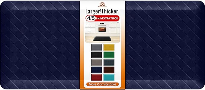 4/5 Inch Extra Thick Kitchen Mats for Floor,Non Slip Anti Fatigue Kitchen Rugs,Waterproof Stain Resistant Sink Mat,Cushioned Standing and Comfort Mats for Office (17"x39" Blue)