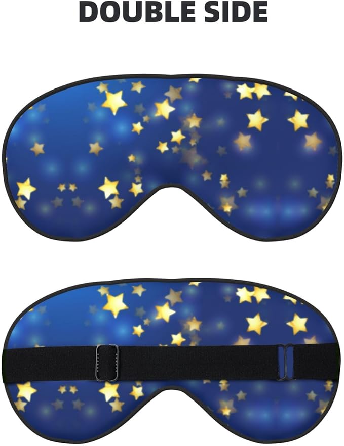 Gold Glamour Stars Sleep Mask Eye Mask with Adjustable Strap Eye Sleep Shade Cover Blocks Light for Women Men Airplane Travel Nap