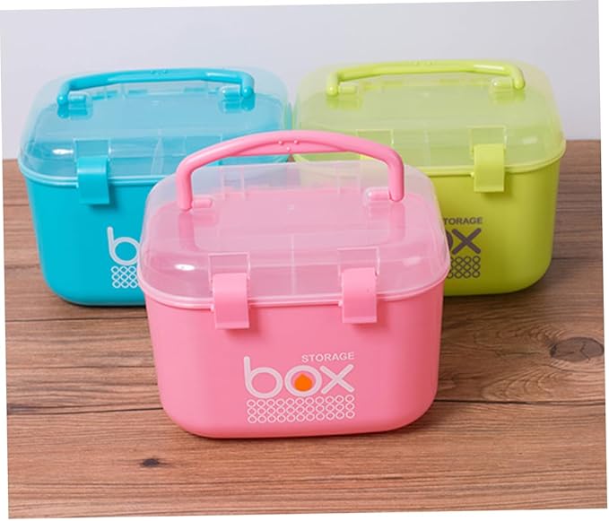 Portable Multi-Functional Medicine Storage Box for Home Office and Travel Lightweight Design for Easy Organization of Pills and Bottles Color