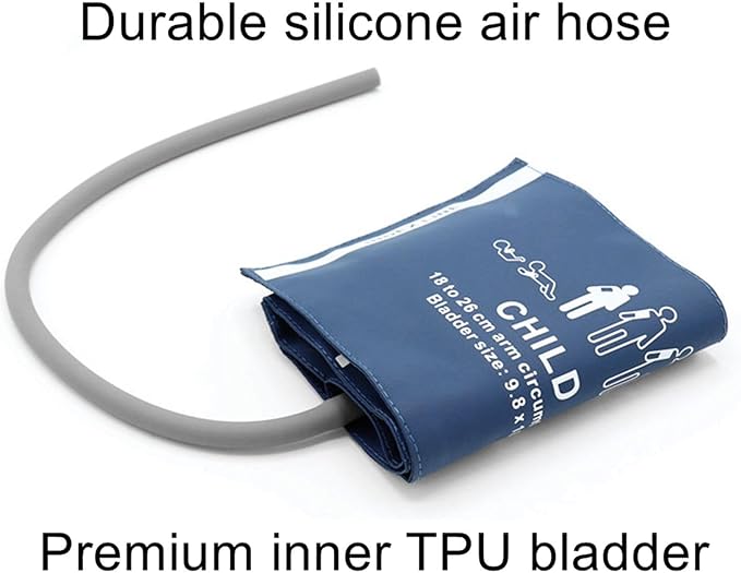 Universal NIBP Cuff with BP12 Connector for Child, 18-26 cm Reusable Single Tube PU Replacement BP Cuff with Inner Airbag for Blood Pressure Monitor Machine