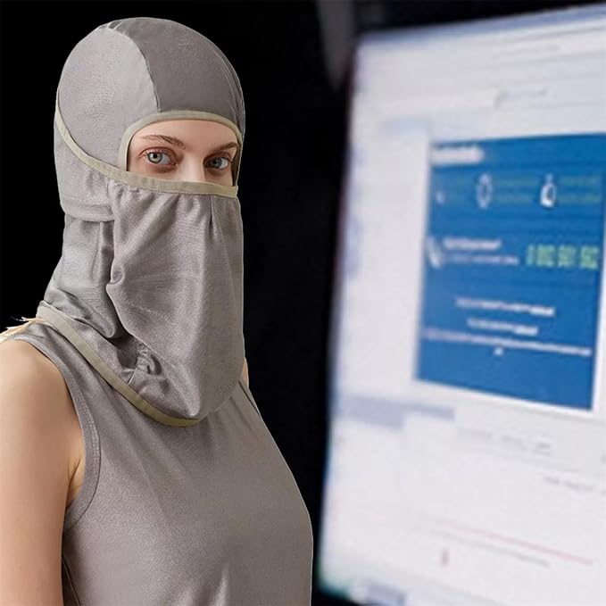 Amradield Pure Silver Fiber Protection Face Mask Faraday Silver Protection Multifunctional Wrap, Hat, Head Scarf, Face Covering Integrated Type Blocking 4G 5G, WiFi, Cellular, Bluetooth for All Man