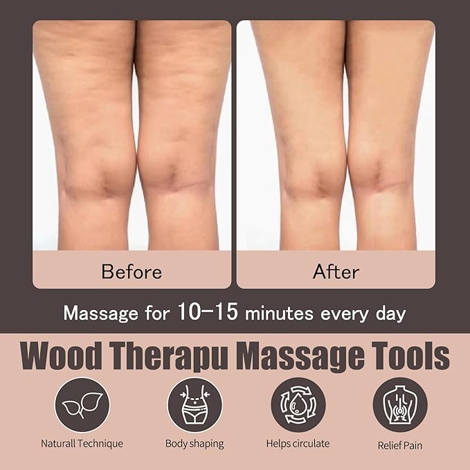 Wooden physical therapy cups, physical therapy massage tools for body shaping lymphatic detoxification, fat reduction, relief of muscle tension and pain, both men and women with wooden massager