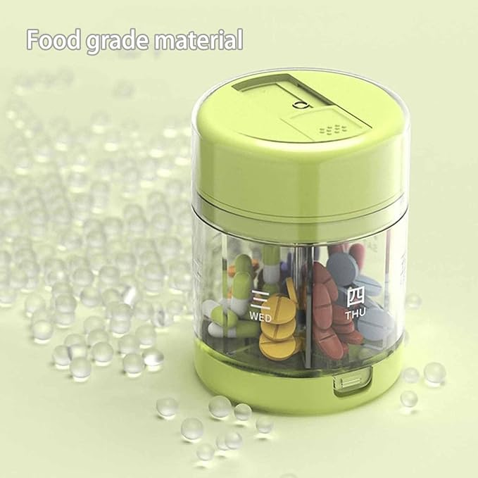 3-in-1 Travel Pill Organizer, Clutter Box Pill Organizer,Cute Pill Dispenser with 7 Large Compartments, Portable Pill Bottle Organizer with Wide Opening with Cutter (White)