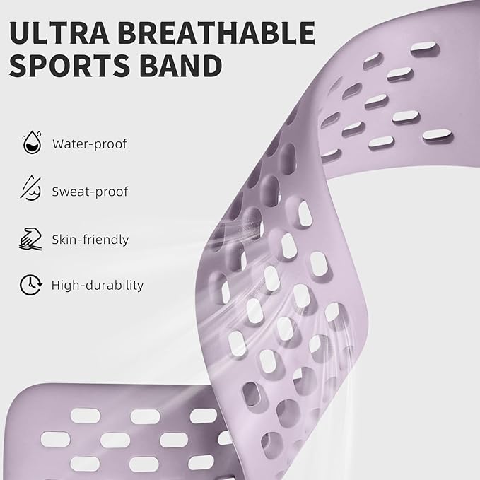 Getino Compatible Fitbit Charge Bands, Soft Breathable Replacement Sport Strap Adjustable Wristbands for Fitbit Charge 5/6, Lavender