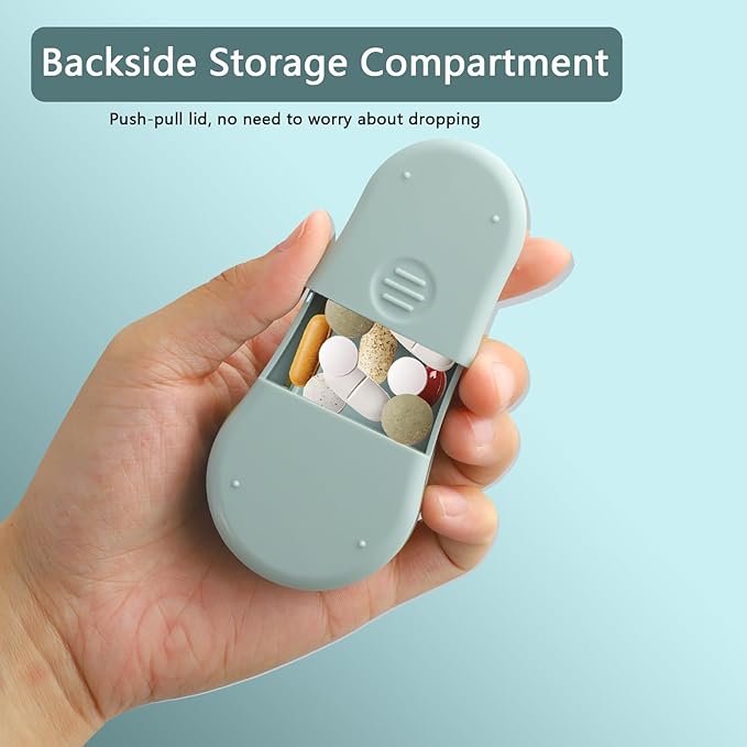 Pill Cutter Splitter for Small and Tiny Pills Green Pill Splitter for Small Pills Easy to Open with Safety Blade Guard, Suitable for Travel, Business Trip(1.96 * 3.54 * 1.02in)