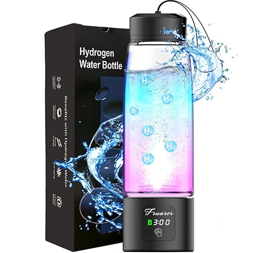 Hydrogen Water Bottle Generator - SPE/PEM Tech Hydrogen Water Machine - 6000 PPB Portable hydrohealth Water Bottle for Kidney Health Hydrogen Bottle with OLED Display (S Touch/Black/Narrow)