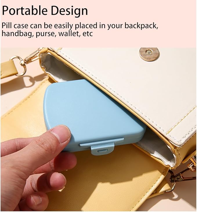 2 Pack Travel Pill Organizer, 6 Compartments Daily Pill Case, Compact Medicine Vitamin Container, Portable Small Pill Box for Purse or Pocket