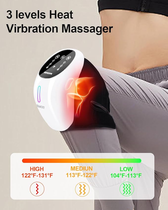 Knee Massager with Heat & Ice Pack, Cordless Infrared Massager for Knee Pain Relief, Adjustable Portable Device for Shoulder Elbow Joint Stiffness, Ideal Gift for Men&Women Parents