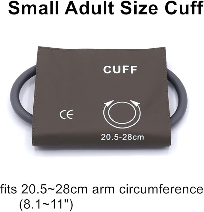 NIBP Cuff with BP12 Connector for Small Adult, 20.5-28 cm Single Tube Reusable PU Brown Replacement Blood Pressure Cuff with Inner TPU Airbag