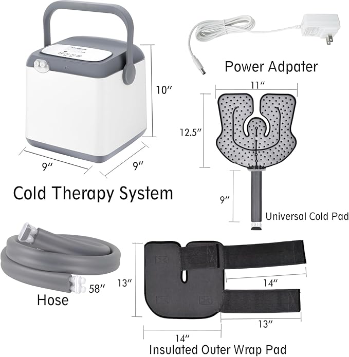 Cold Therapy Machine with Insulated Outer Wrap Pad, Pain Relief for Post-Surgery Recovery, Programmable Ice Therapy Machine for Knee, Continuous Cryotherapy Cold Pack