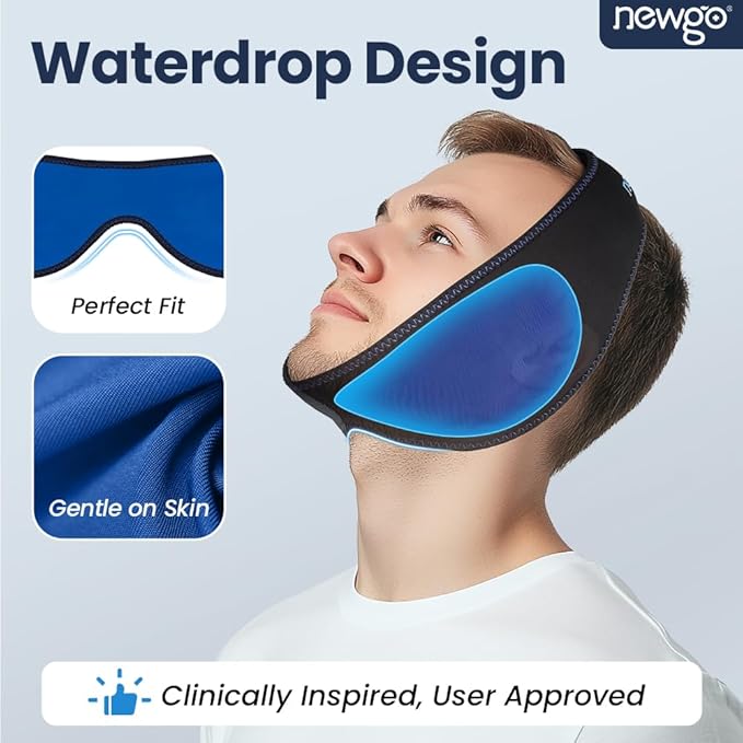NEWGO Wisdom Teeth Ice Pack Head Wrap for Face Oral Surgery, FSA Eligible, Jaw Ice Pack for Face with 4 Hot Cold Gel Pack for TMJ, Tooth Extraction, Tonsillectomy Recovery