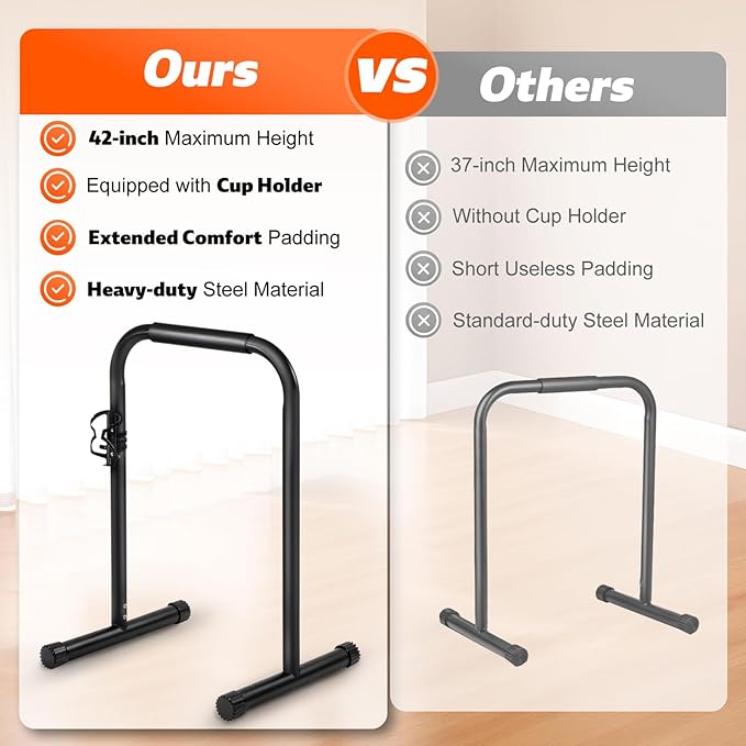 Handle Bar for Walking Pad Only, Suitable for Walking Pad up to 19.7" Wide, Adjustable Treadmill Handlebar Height from 34" to 42", Tall People Friendly, Extended Base, with Cup Holder, Black