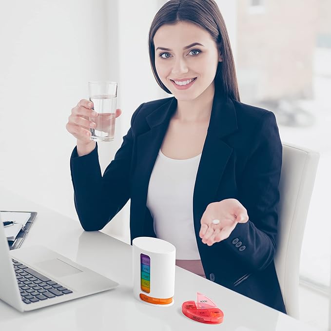 Weekly Pill Organizer 4 Times-A-Day, Portable 7 Day Pill Box Case with Large Separate Compartments to Hold Medication, Vitamins, Fish Oil and Supplements - Great for Travel