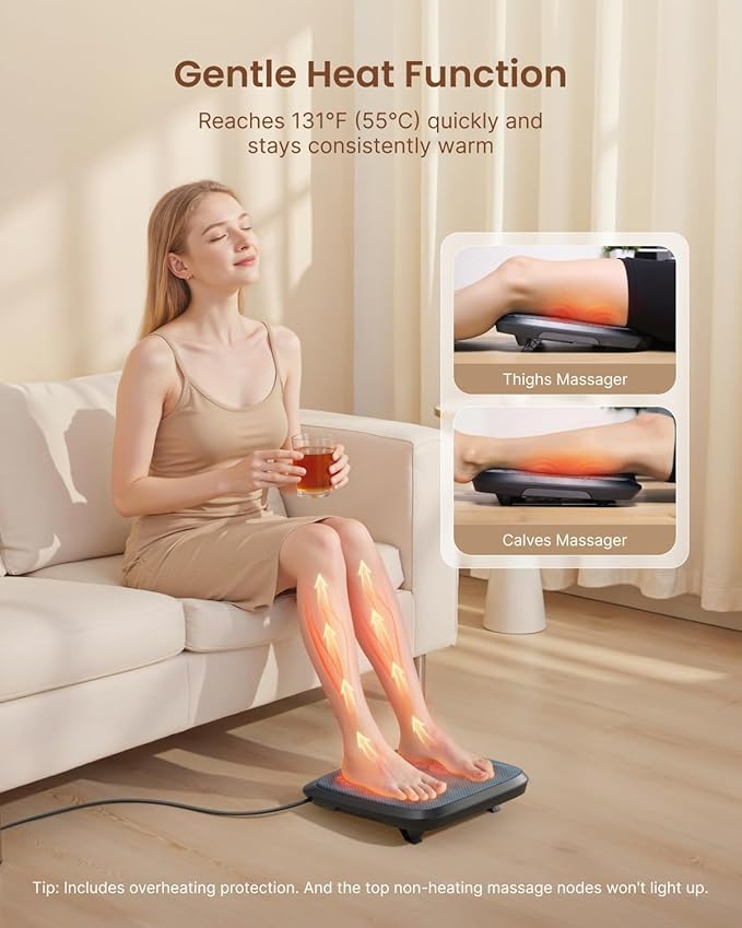 RENPHO FSA Slim Electric Shiatsu Foot Massager with Heat - Foot -Enabled On/Off Pressure Trigger for Easy Use, Deep Kneading for Neuropathy & Plantar Fasciitis Relief, Gifts for Women, Fits Under Sofa