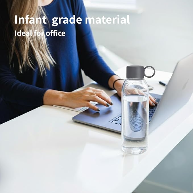 emoi 22oz Clear Water Bottle，Reusable Leak Proof BPA-Free Water Bottles for Boys Girls Men Women perfect Size for School Travel Hiking Gym Office Ideal for daily hydration-Gray
