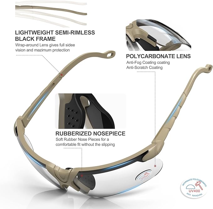 xaegistac Shooting Glasses with Case Anti Fog Hunting Safety Glasses for Adults