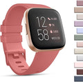 Mugust Sport Bands Compatible with Fitbit Versa 2 / Fitbit Versa/Versa Lite/Versa SE, Classic Soft Silicone Replacement Wristbands Straps for Fitbit Versa 2 Smart Watch Women Men (Small,Coral Red)
