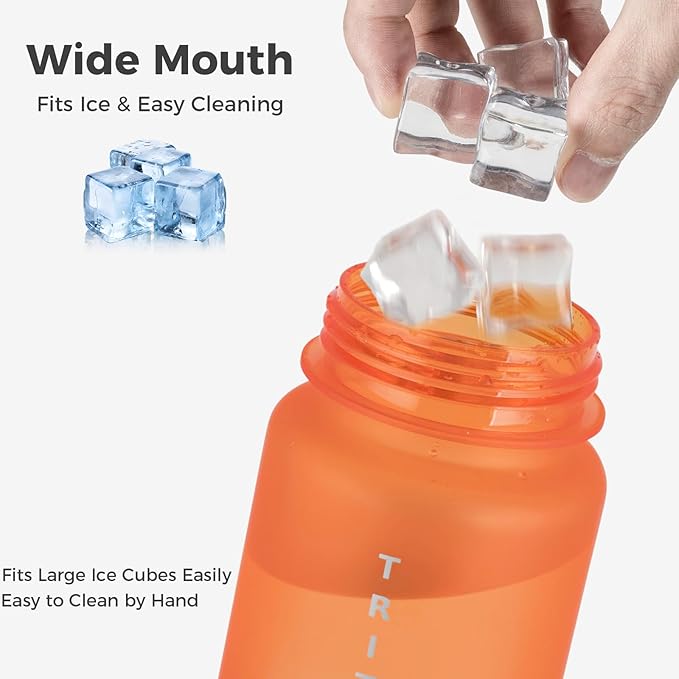 32oz Water Bottle with Chug Lid, Frosted & Clear Tritan BPA-Free, Leakproof, Wide Mouth, Portable Sports Water Bottle for Gym, Office, Travel, Outdoor (Red)