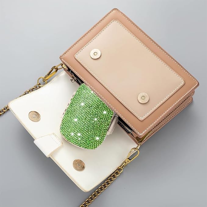 Daily 6 Compartments Pill Box Container Bling Diamond for Purse Medicine Container Holder for Women Travel Kit Medicine (Green)