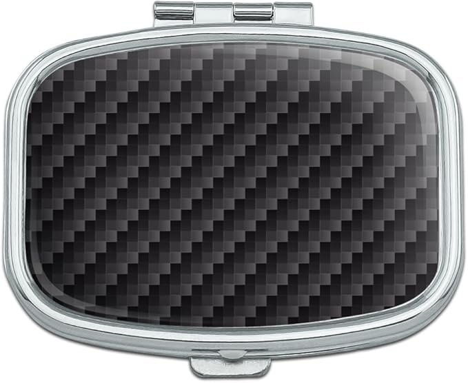Carbon Fiber Pattern Rectangle Pill Case Trinket Gift Box
