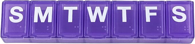 Ezy Dose 7-Day Classic Pill Reminder - Small, 4.5" x 0.75" x 0.5", Colors Vary, 2-Pack