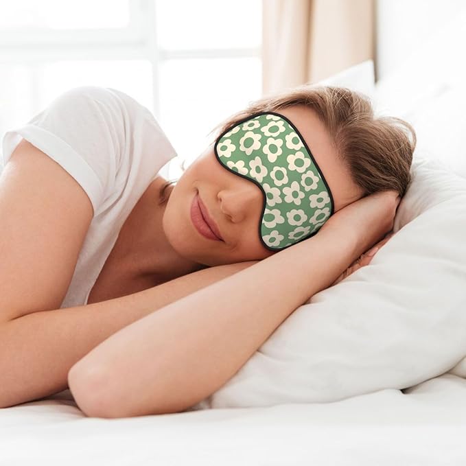 Vintage Groovy Flowers Sleep Mask Eye Mask with Adjustable Strap Eye Sleep Shade Cover Blocks Light for Women Men Airplane Travel Nap